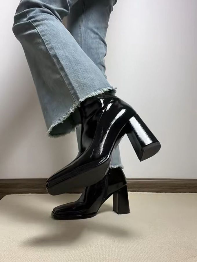 高跟 粗跟 皮革 