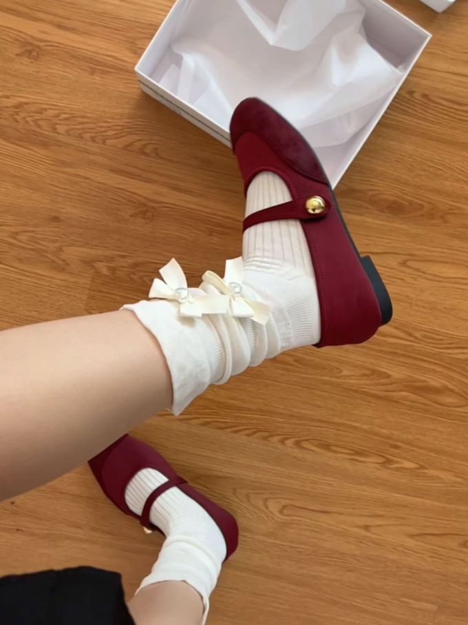 圆头 袢扣 中口鞋 皮革 