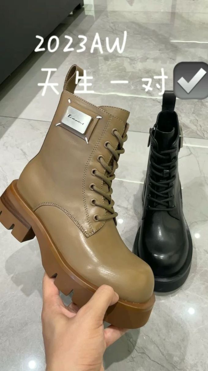 圆头 系带 皮革 