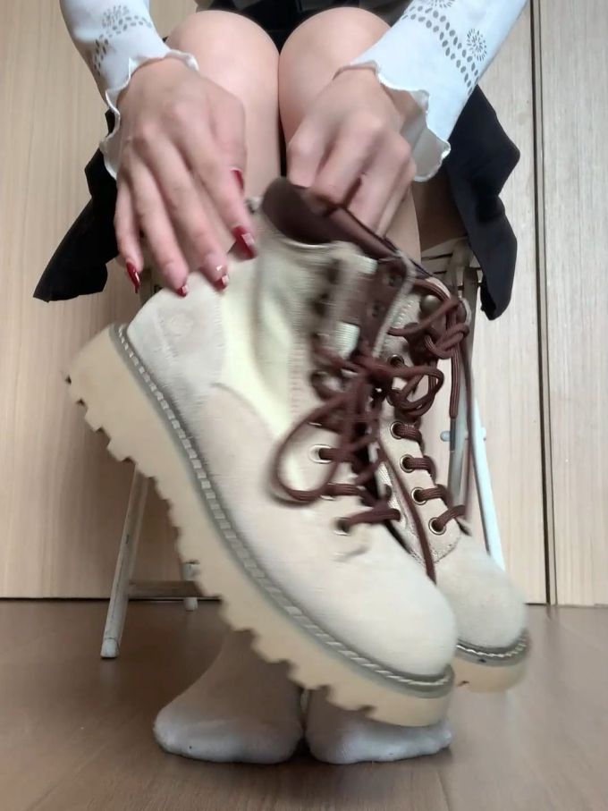 圆头 系带 皮革 