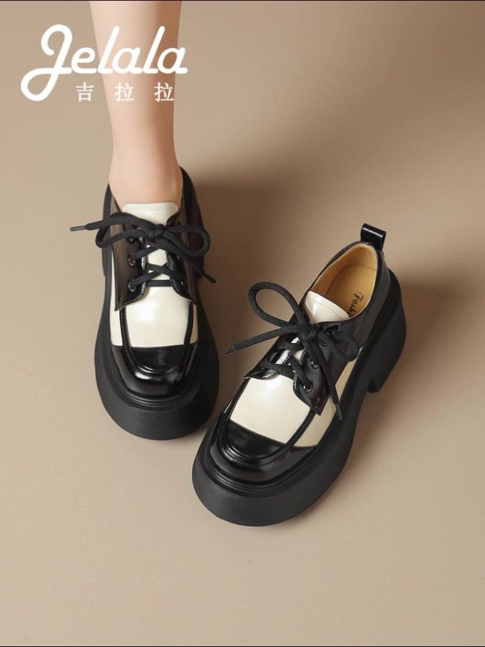 厚底 圆头 系带 皮革