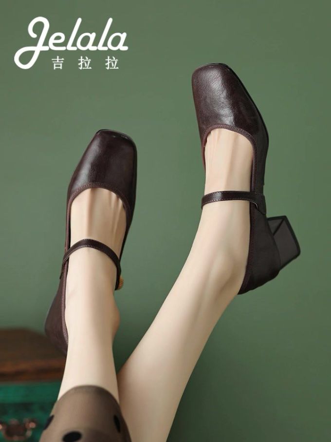 方头 中口鞋 皮革