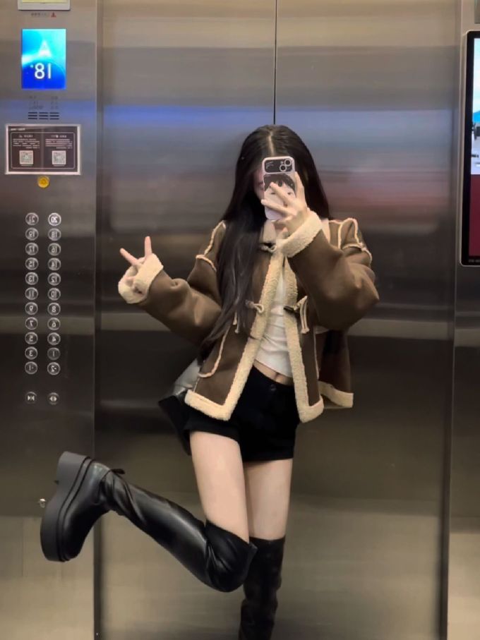 H型 立领 撞色/渐变 暗土褐色 基础拉链