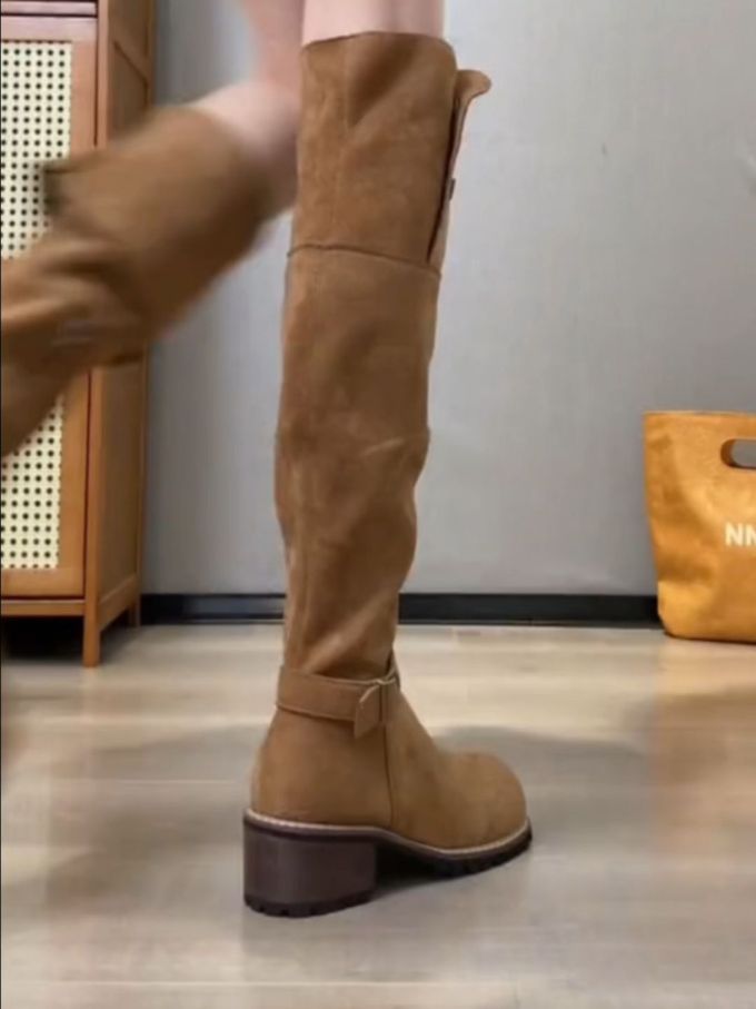 粗跟 皮革 