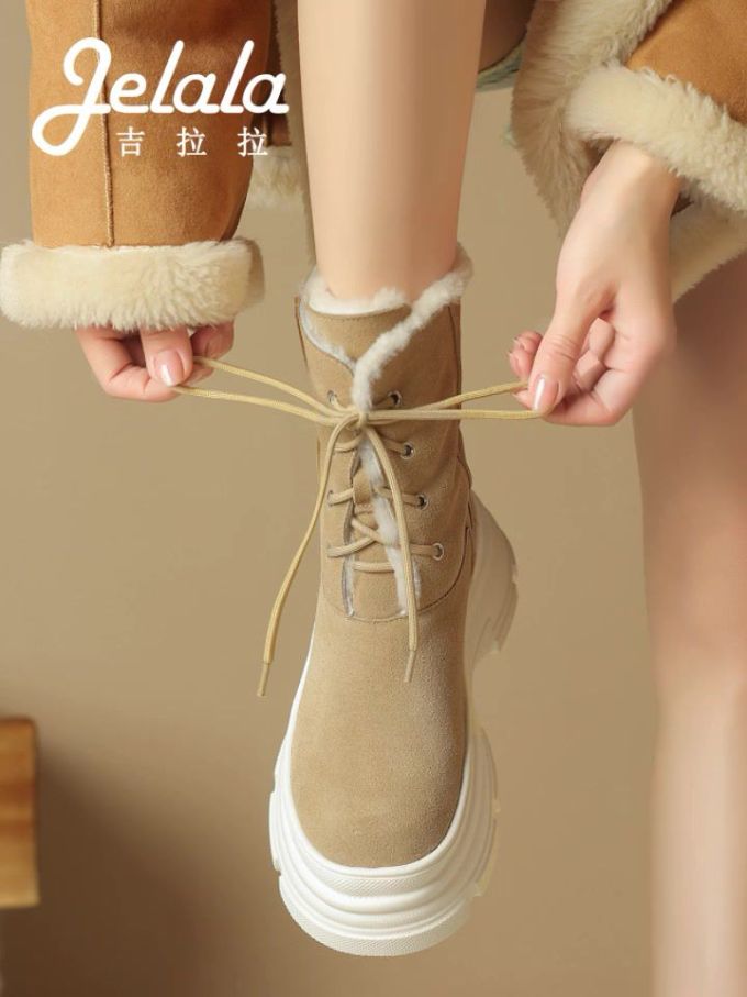 圆头 系带 皮革 