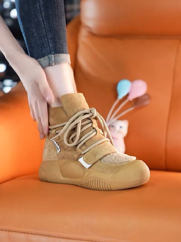 高帮 系带 皮革 