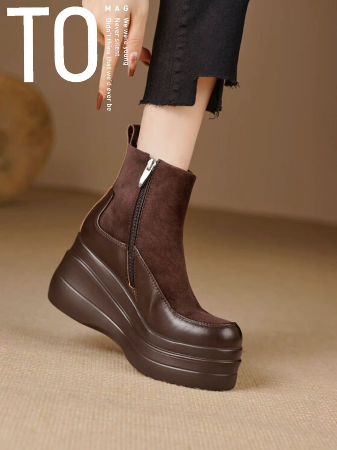 圆头 拉链 皮革 