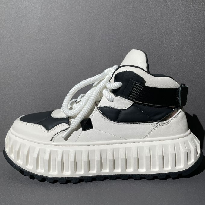 中帮 系带 魔术贴 皮革 