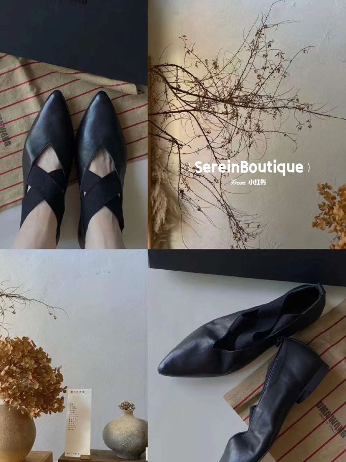 尖头 低帮 一脚蹬 浅口鞋 皮革 