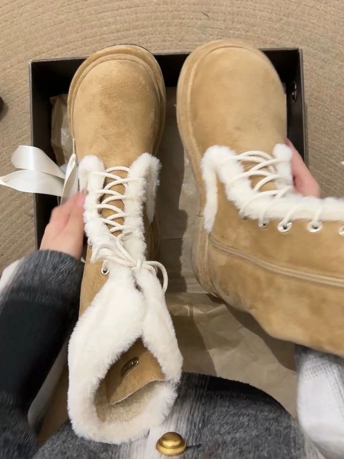 圆头 系带 皮革 