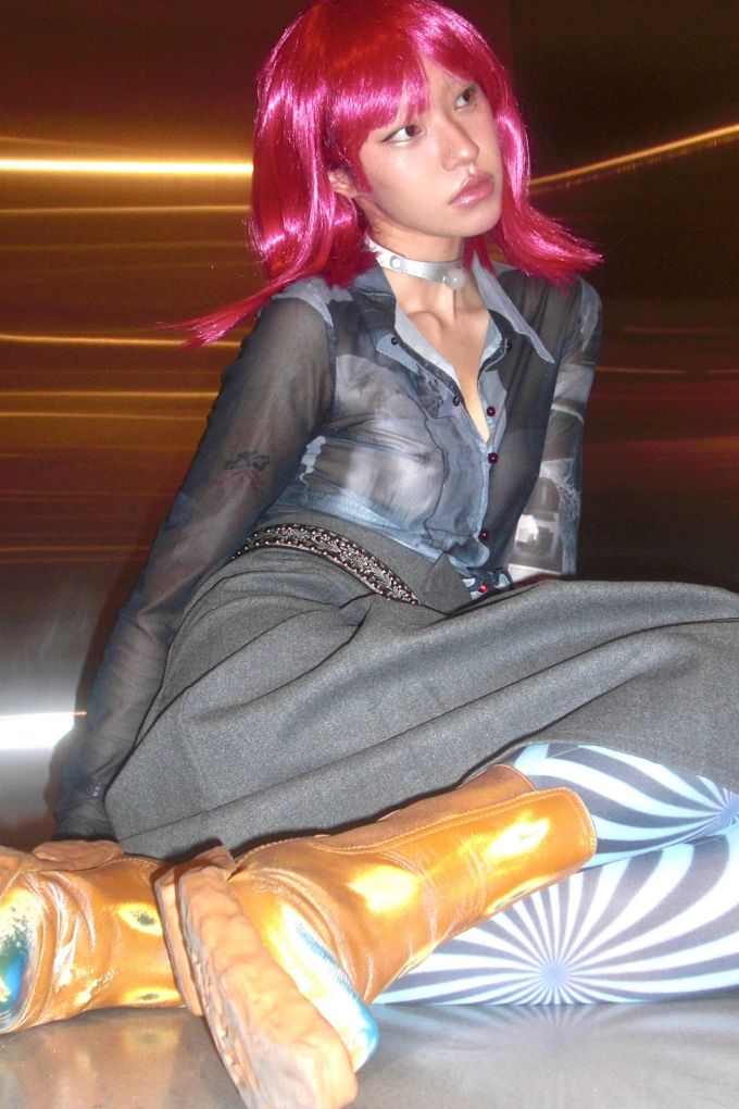 雪纺 H型 衬衫领 边缘装饰 纪念碑灰 基础扣饰 