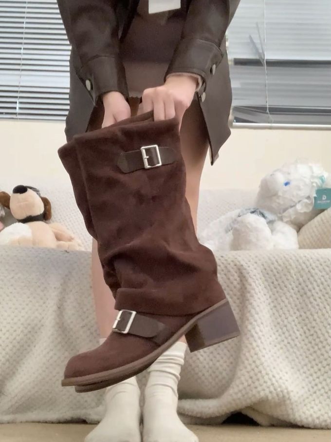 粗跟 皮革 