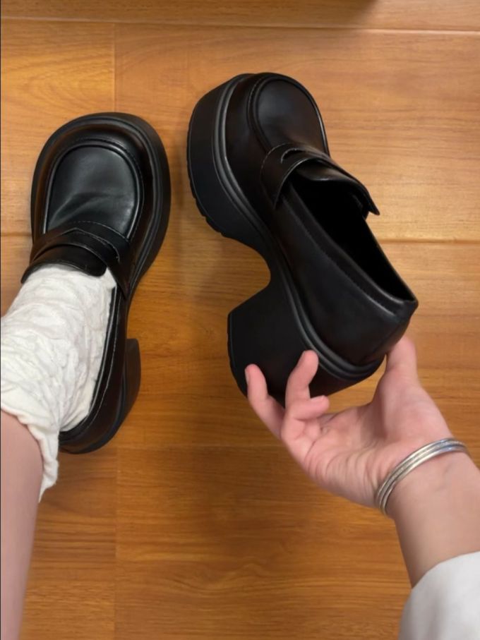 厚底 圆头 低帮 皮革