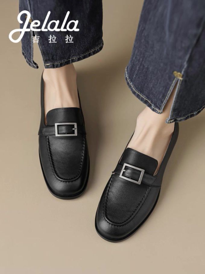 圆头 低帮 深口鞋 皮革 