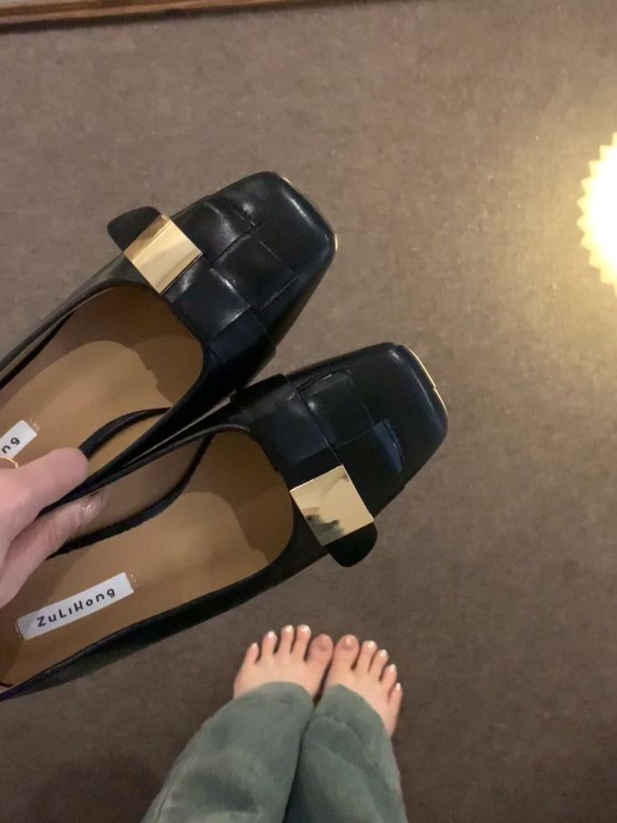 方头 低帮 一脚蹬 浅口鞋 皮革