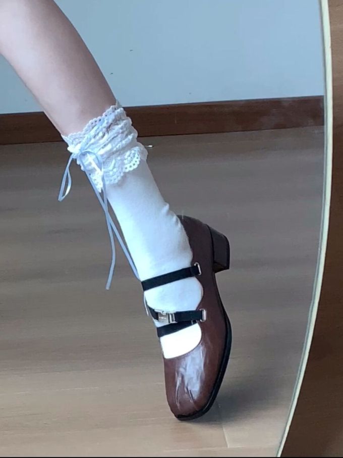 方头 中口鞋 皮革 