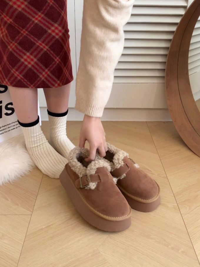 圆头 一脚蹬 皮革 