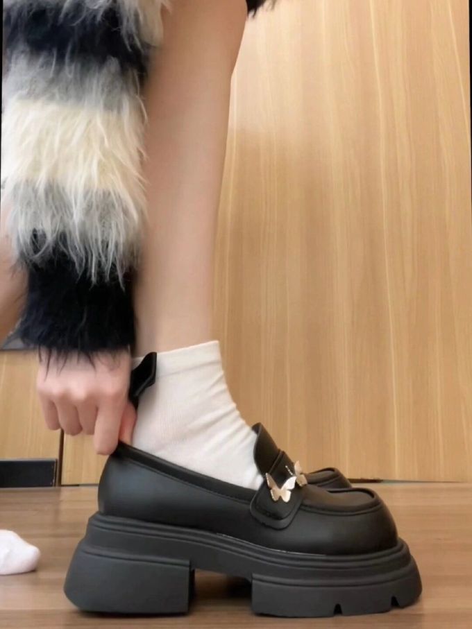 厚底 圆头 低帮 深口鞋 皮革