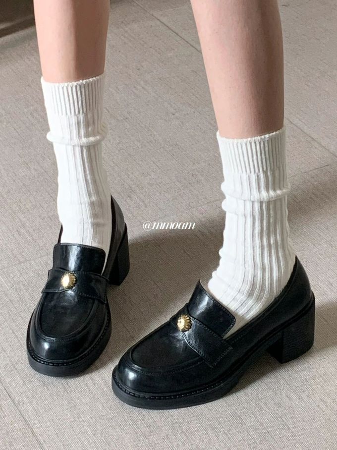 圆头 低帮 一脚蹬 深口鞋 皮革