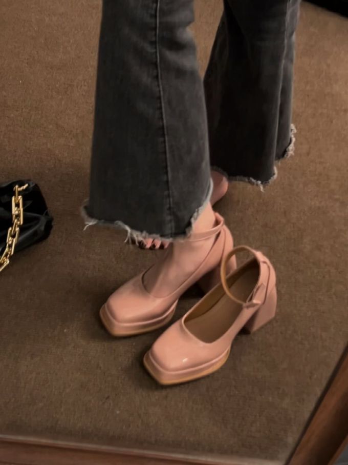 方头 中口鞋 皮革