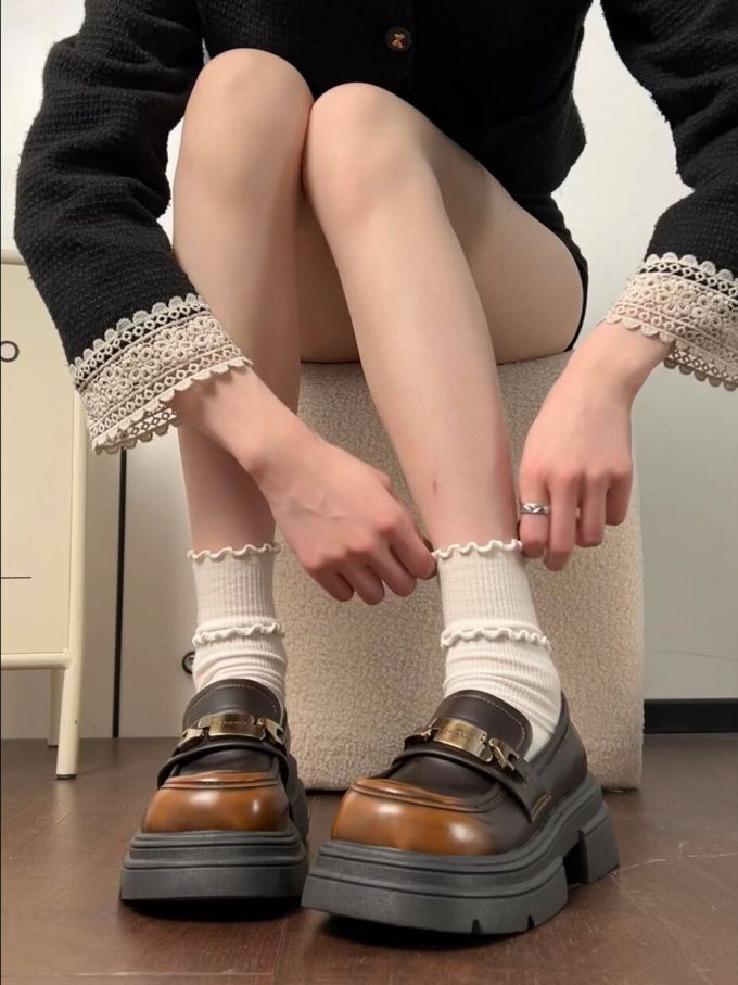 厚底 圆头 低帮 深口鞋 皮革