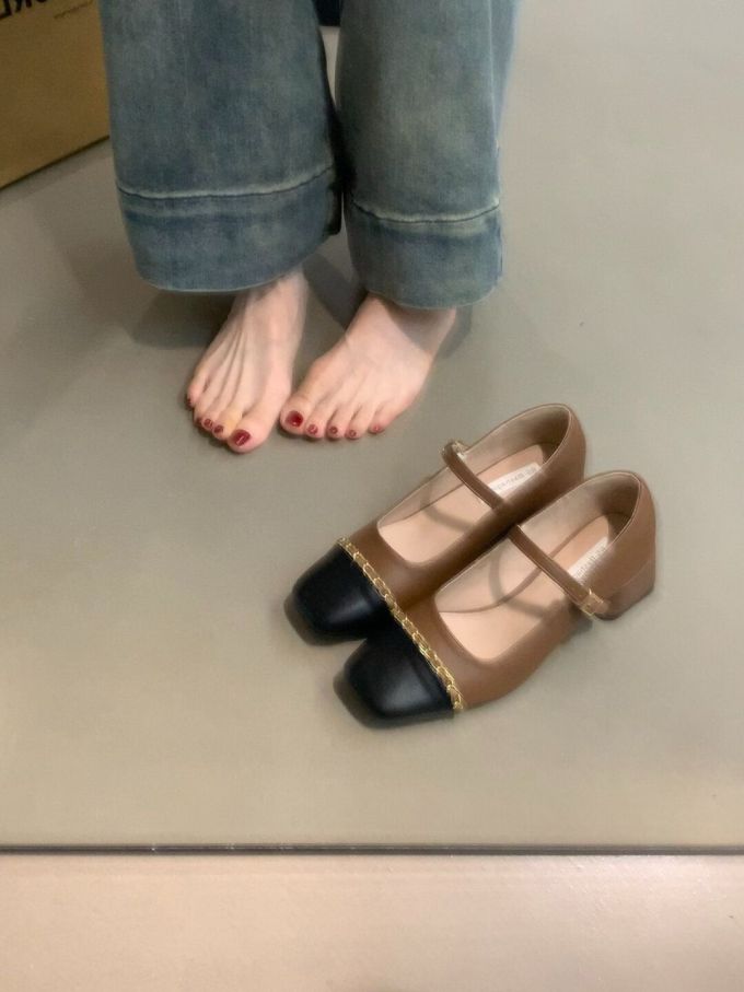 圆头 中口鞋 皮革 