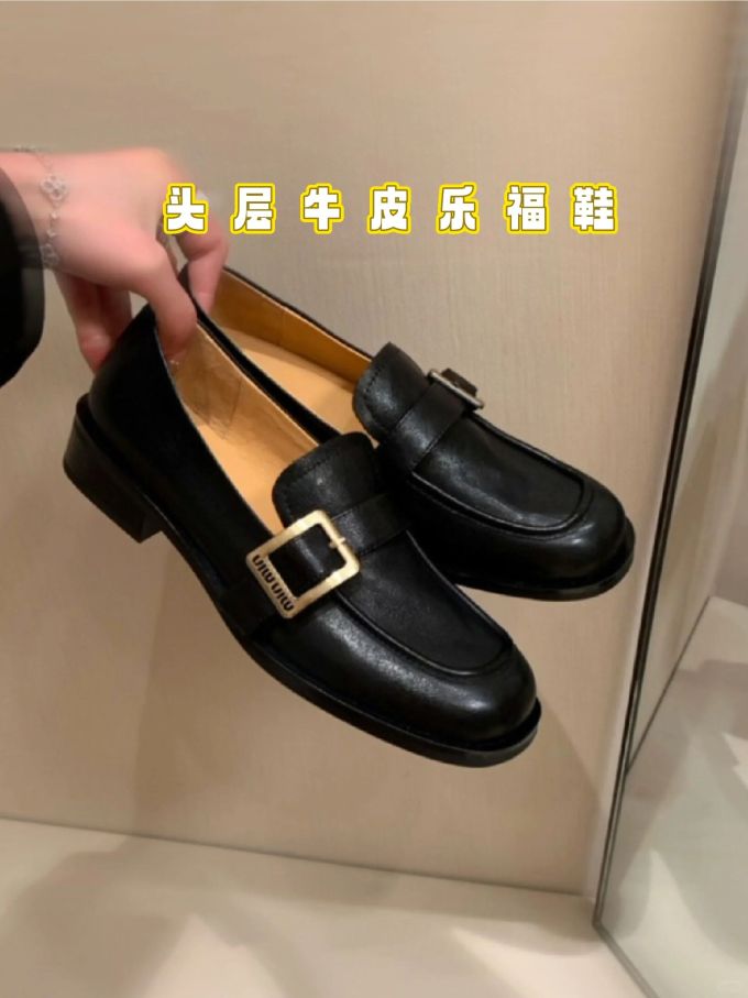 圆头 低帮 一脚蹬 深口鞋 皮革