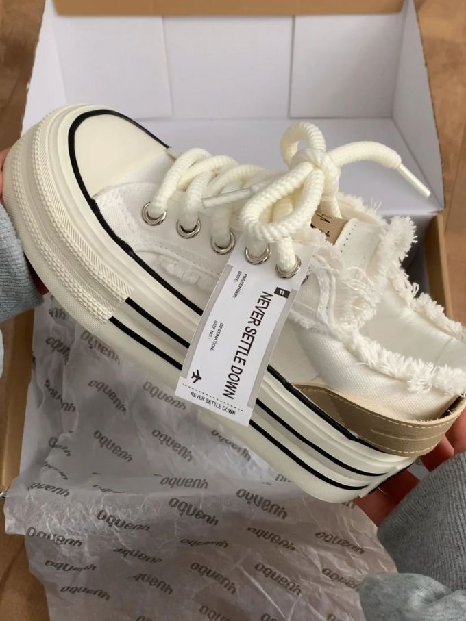 高帮 系带 布面 