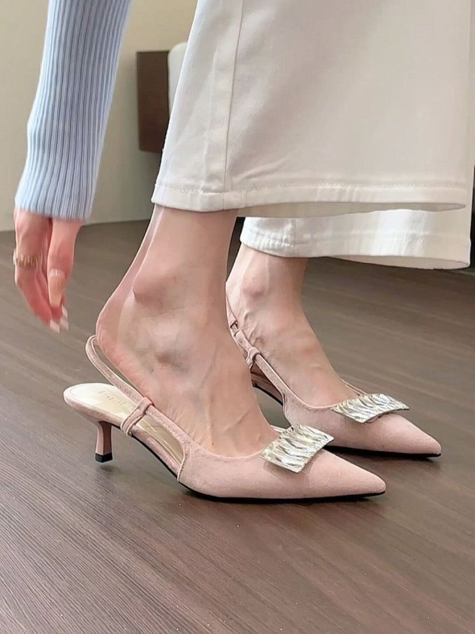中跟 无帮 皮革