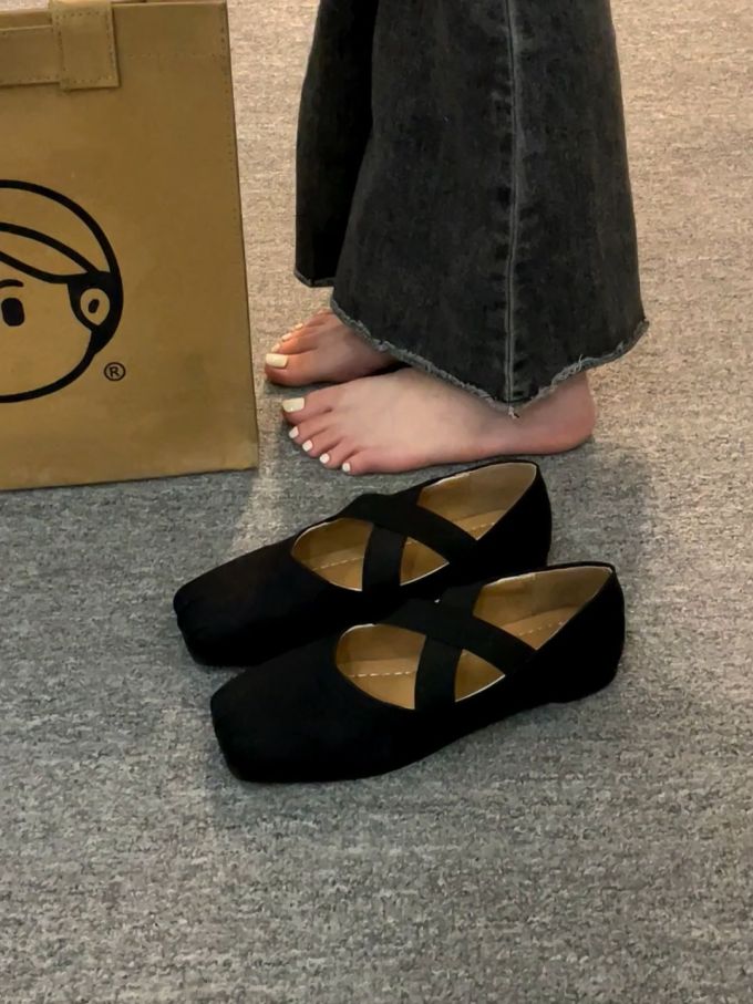方头 松紧带 中口鞋 皮革 