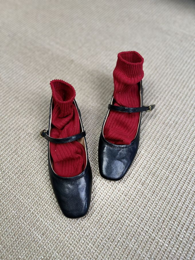 圆头 中口鞋 皮革 
