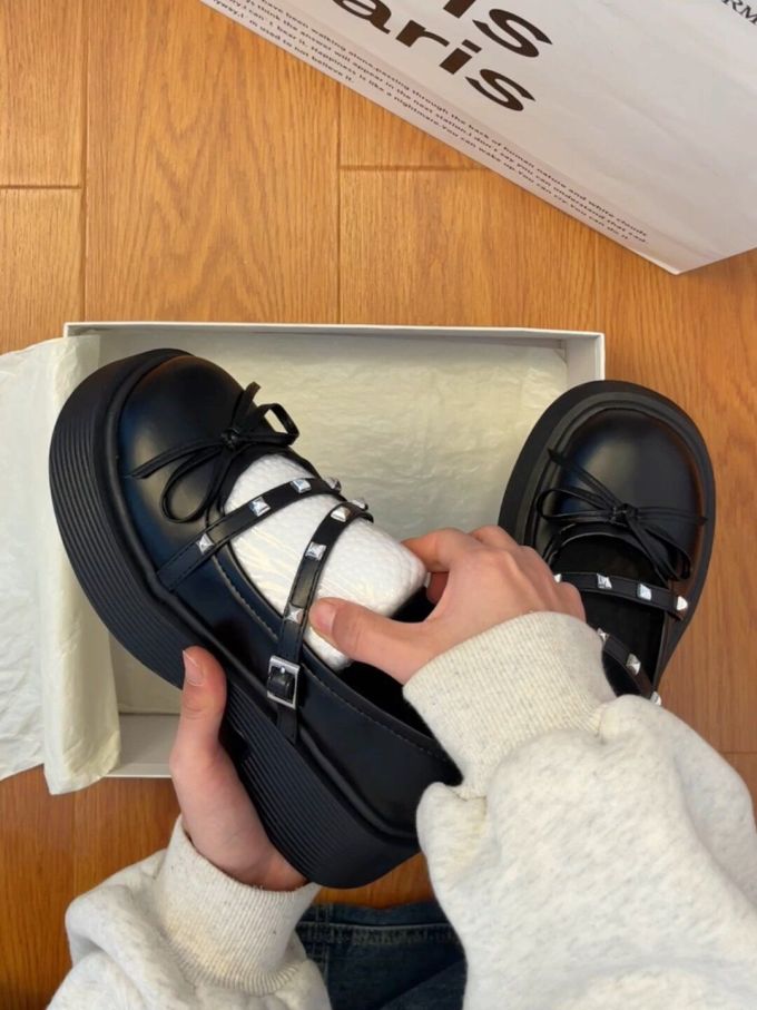 厚底 圆头 中口鞋 皮革