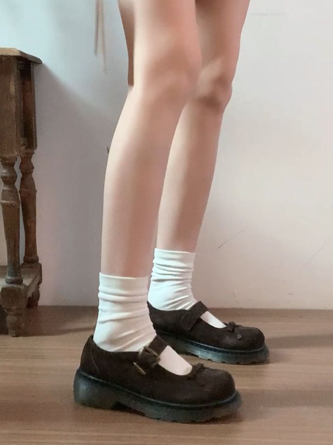 厚底 圆头 中口鞋 皮革