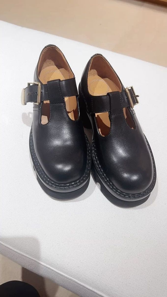 圆头 袢扣 中口鞋 皮革 