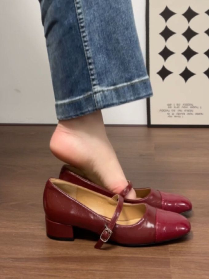 方头 袢扣 中口鞋 皮革