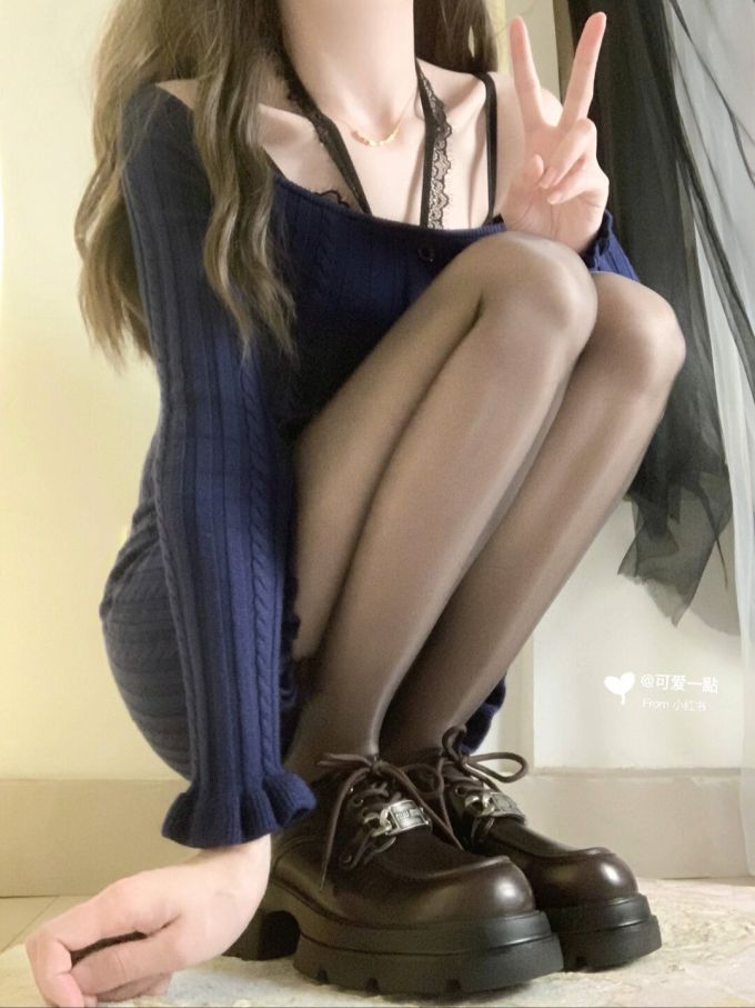 毛纺 细针 针织螺纹 夜空色 性感