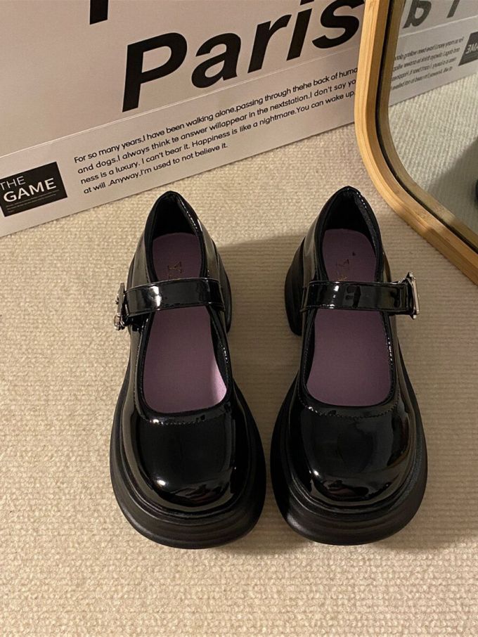 圆头 袢扣 中口鞋 皮革
