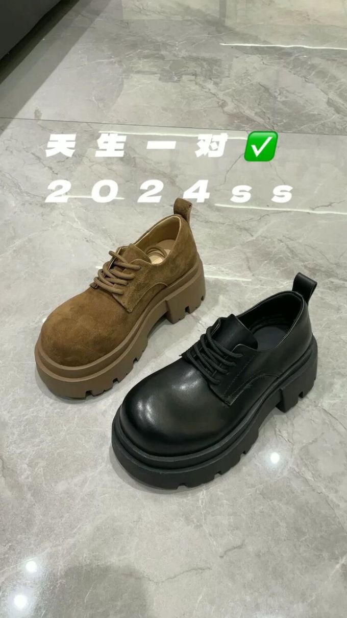 厚底 圆头 系带 皮革