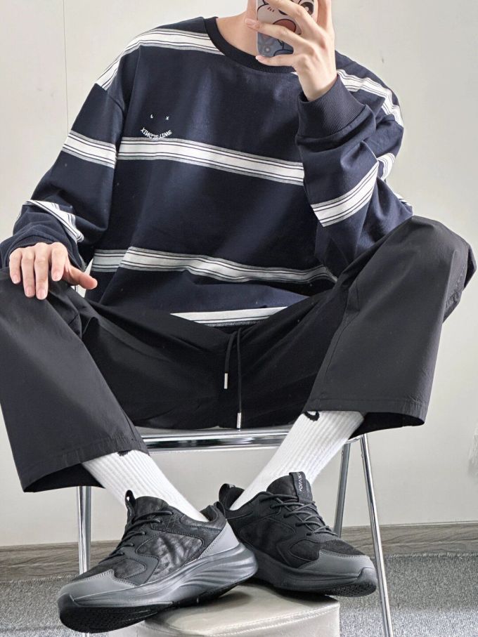 蓝黑色 基础绳带 日系休闲 休闲 