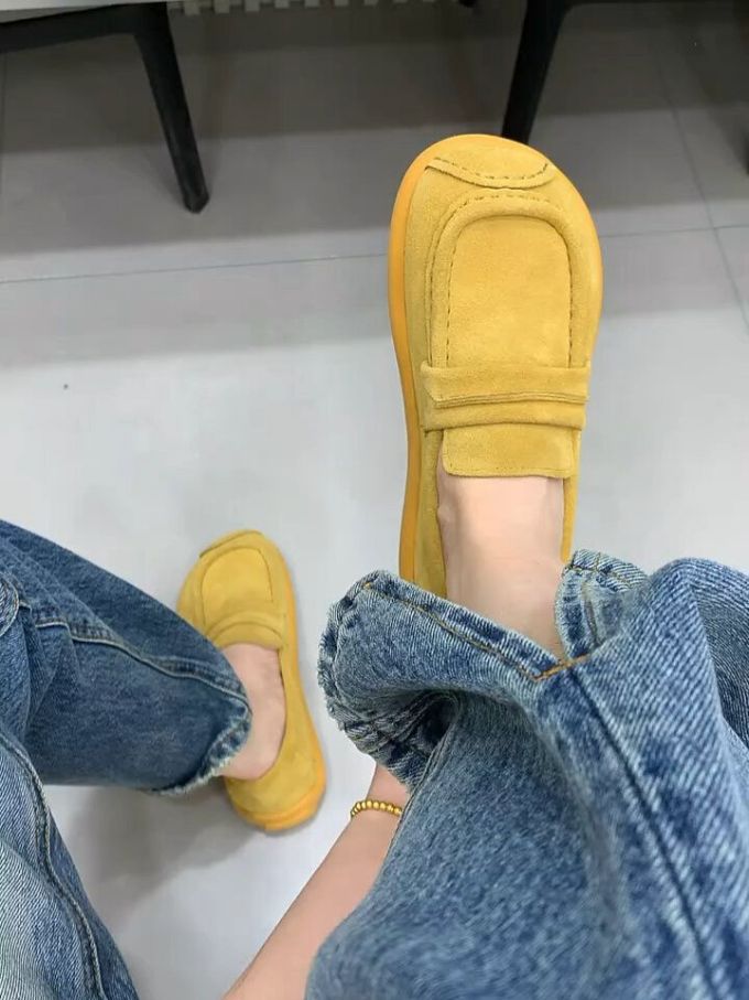 圆头 低帮 深口鞋 皮革 