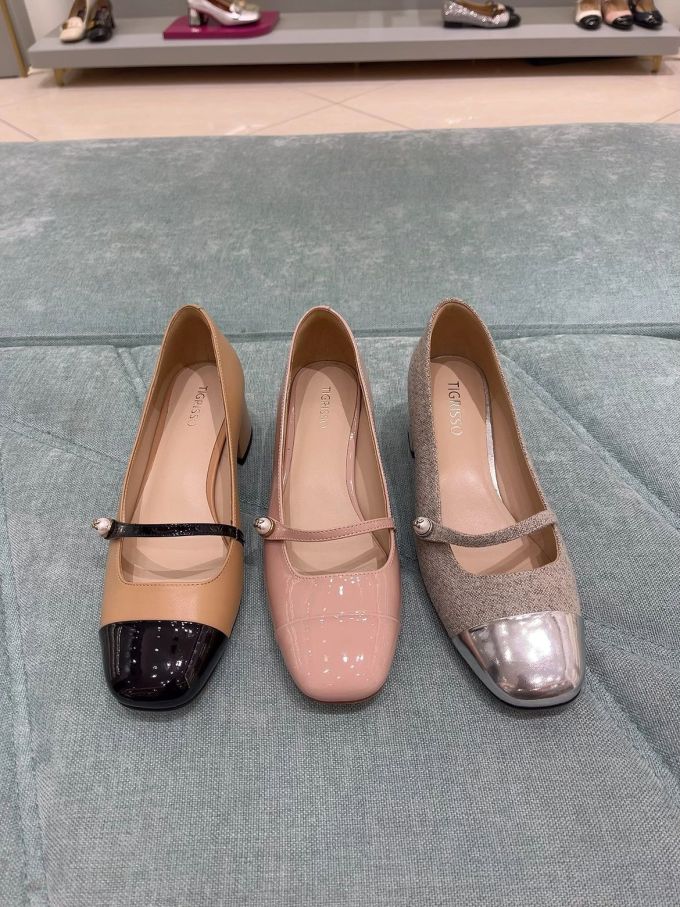 方头 中口鞋 皮革 