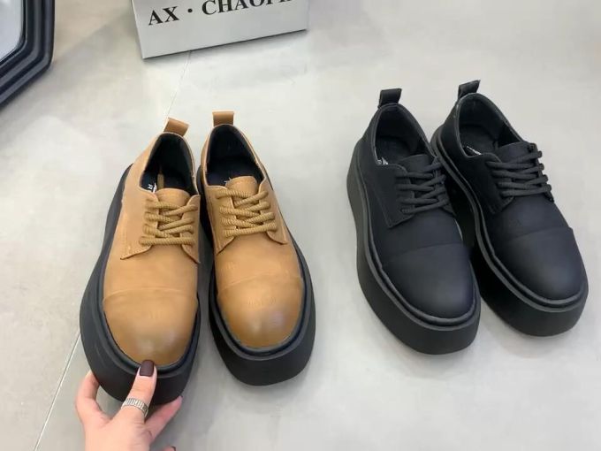 圆头 系带 皮革 