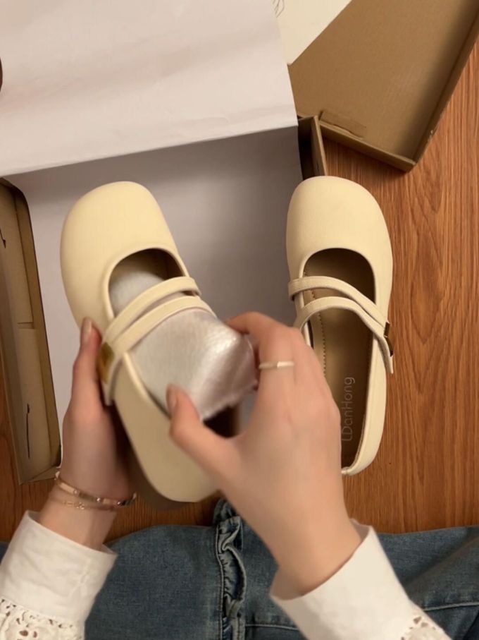 方头 中口鞋 皮革