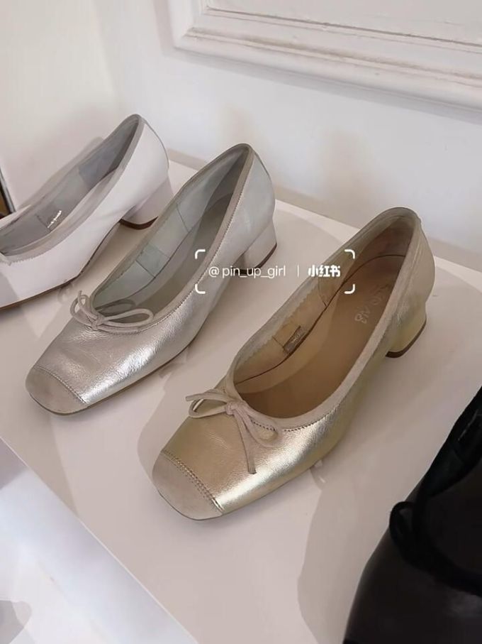 方头 中口鞋 皮革 