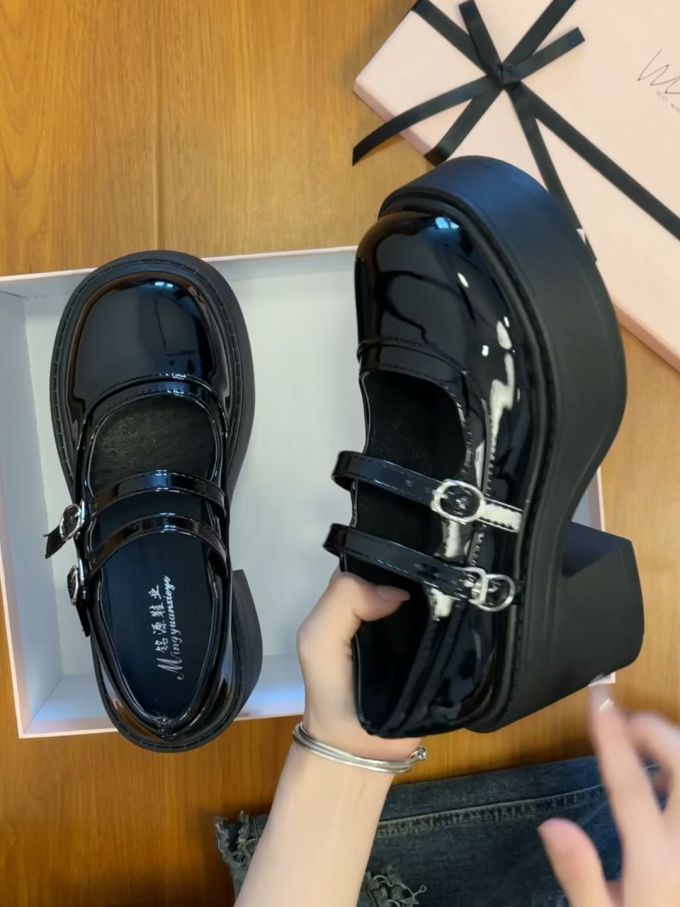厚底 圆头 袢扣 中口鞋 皮革 