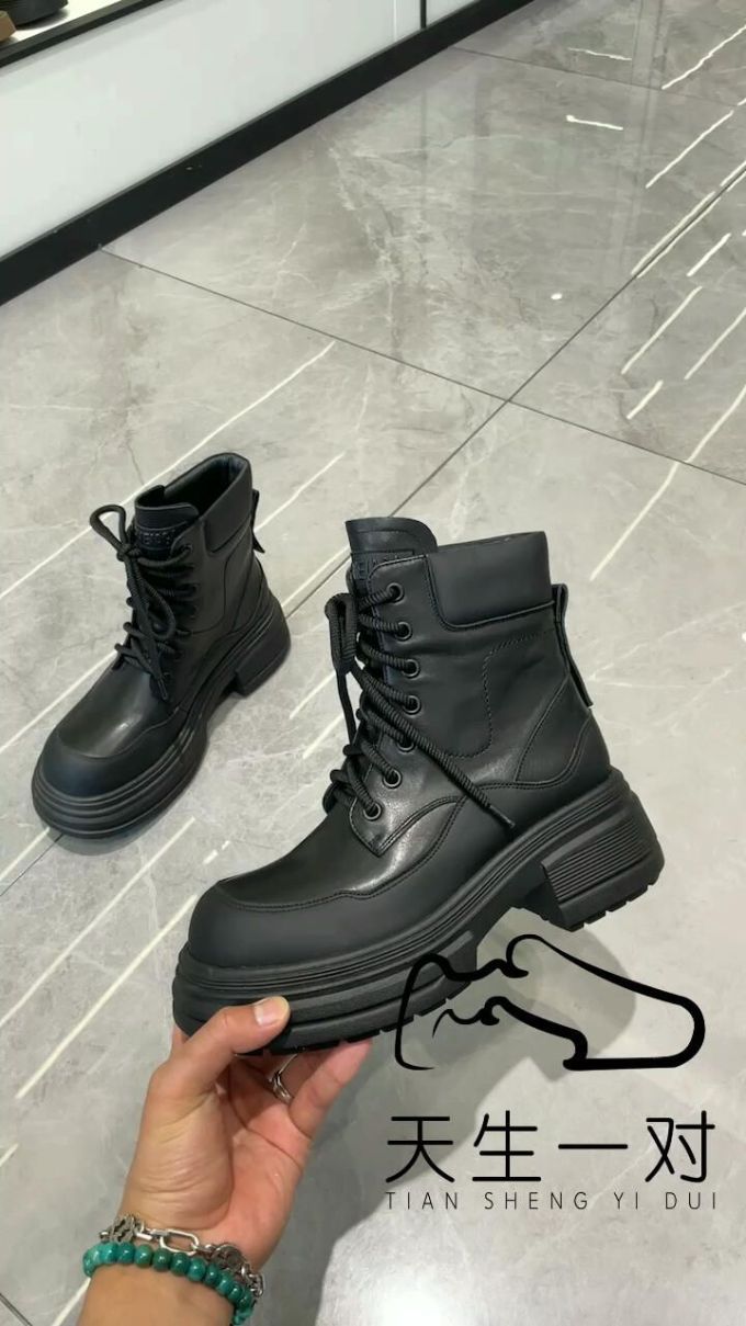 圆头 系带 皮革 