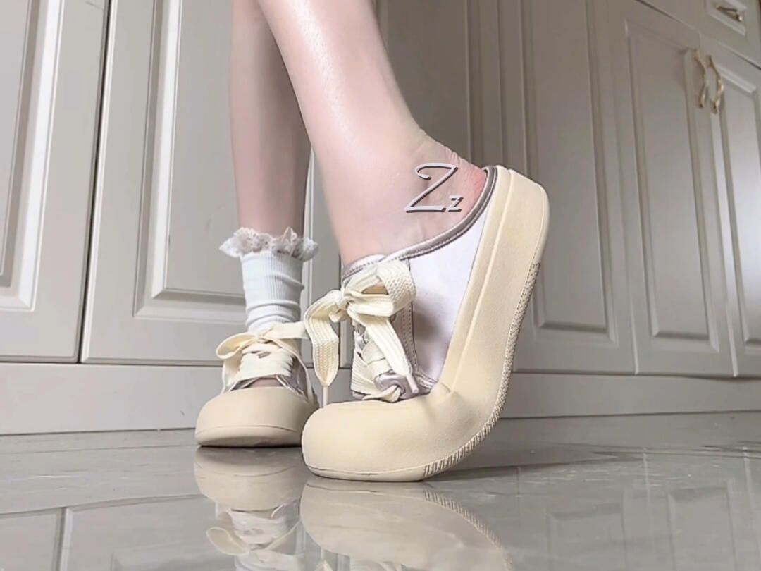 厚底 圆头 系带 深口鞋 布面  - VALI鞋履AI设计主图