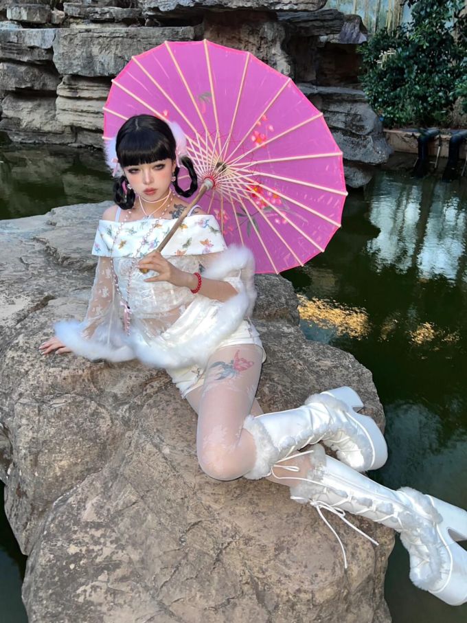 雪纺 植物/花卉 印花 黎明灰 淡蓝色 新中式 