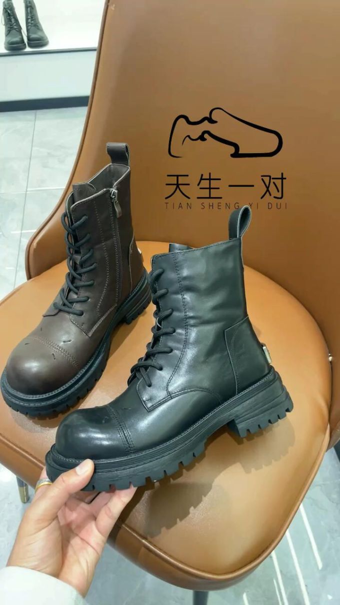 圆头 系带 皮革 