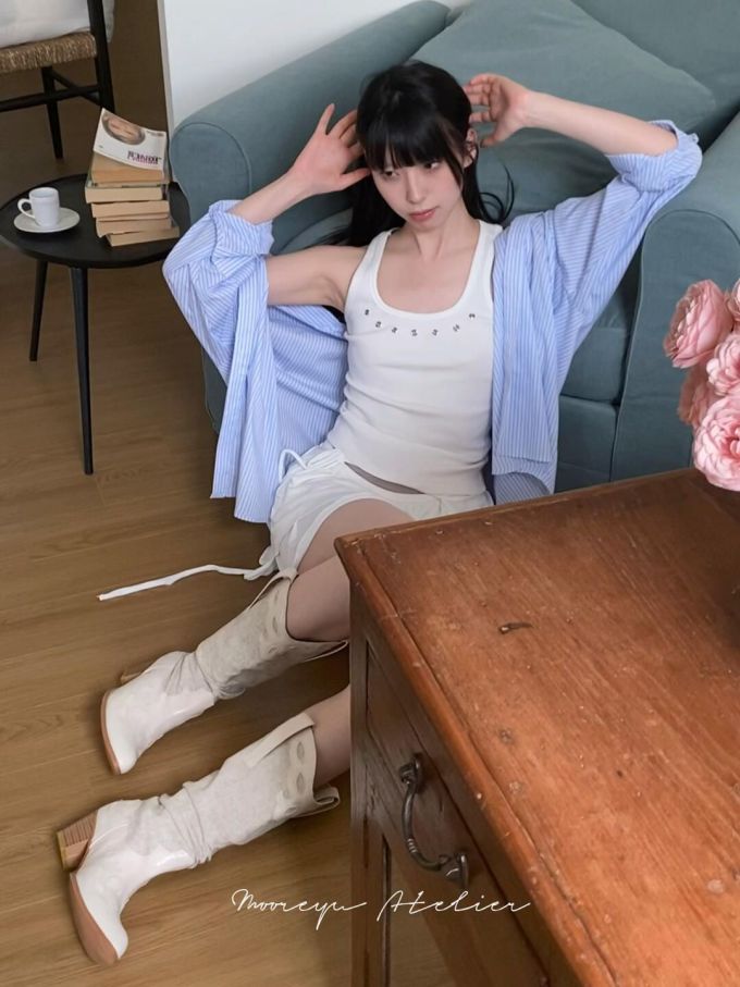棉麻 衬衫领 中长袖 基础袖 条纹/波纹 婴儿薰衣草丝 雾紫蓝 灰丁香色 基础扣饰 